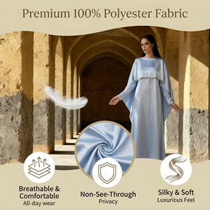 Caftán Azul Claro con Detalle de Hombros Superpuestos - Product Image 2