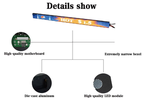 Écran LED de barre haute résolution HD éditable, écran d'affichage dynamique pour la publicité en détail, étiquette vidéo, bannière pour les supermarchés et les épiceries - Product Image 6