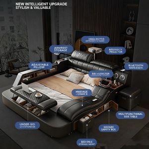 Bộ phòng ngủ hiện đại có thể tùy chỉnh, khung giường gỗ nguyên khối cỡ <span class=keywords><strong>King</strong></span>, nội thất phòng ngủ cỡ Queen, giường đôi tối giản bằng da - Product Image 3