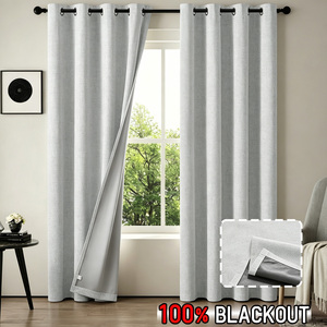 Rideaux occultants modernes 100 % polyester, isolants thermiquement, écologiques, avec doublure noire, occultation totale à 100 %, best-sellers - Product Image 6