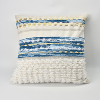 Housse de coussin en chenille capitonnée crème, motif color block, style bohème, jaune, 100 % polyester, pour salon, couleur personnalisée, vente en gros