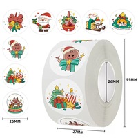 Rouleau d'étiquettes autocollantes pour emballage, étiquettes de Noël, autocollants de fêtes, étiquettes rennes et bonhommes de neige, directement de l'usine