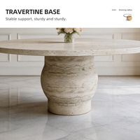 Table à manger en travertin naturel 180 cm 74 cm, piédestal sculptural, mobilier de maison australien moderne et luxueux
