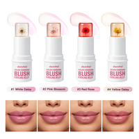 Barra de Rubor 3 en 1 con Cambio de Color por Temperatura, Empaque en Forma de Flor, Rubor en Gel, Kit de Rubor Labial de Marca Privada, Maquillaje Permanente