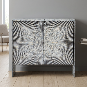 Meuble décoratif en nacre fait main avec incrustations de coquillages, mobilier moderne pour salon, origine Vietnam, emballé pour l'expédition - Product Image 3