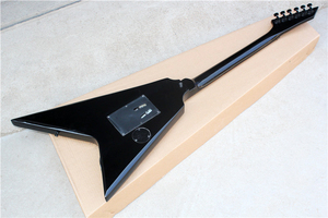 Chitarra Elettrica Mancina Flyoung Nera a Forma Insolita, 6 Corde, con Intarsi Rossi sui Tasti - Product Image 6