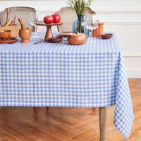 Nappe en Gingham Lavable Style Coréen, Couleurs Bleu Rose Café, Plusieurs Tailles Disponibles pour Décoration Intérieure et Fêtes