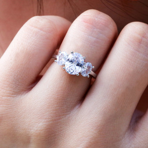 Oval Crystal Ring for Women Elegant Minimalist Fashion Daily Party Accessories - Product Image 2