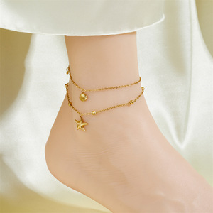 สร้อยข้อเท้าเปลือกหอยแฟชั่น - ทอง 18K สุดหรู - สร้อยข้อเท้าสไตล์ทะเลสำหรับผู้หญิง - มีจำหน่ายราคาส่ง - Product Image 1