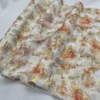 C24 #   Tissu en mousseline de polyester imprimé respirant, motif floral numérique, doux et léger, pour robes et vêtements féminins