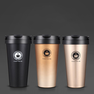 380ml/500ml Insulated Vacuum 304 Stainless Steel Coffee Mug Handle Lid Leak-Proof 6-12 Hours Thermal Insulation BPA Free LED - Product Image 1