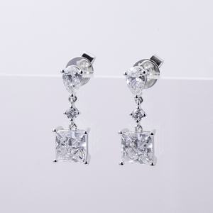 Joyería en Existencia MSE-697 Pendientes de Moda con Corte Princesa, Pendientes de Diamantes Cultivados en Laboratorio con Oro de 18k - Product Image 1