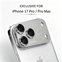 Protection d'objectif pour iPhone 17 Pro Max, film de protection en alliage d'aluminium AR HD anti-rayures, facile à installer, motif Zodiaque Gémeaux