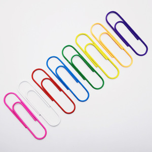 Clips de papier colorés 100 mm, revêtement plastique, fournitures de bureau, grande taille, couleurs mélangées - Product Image 1