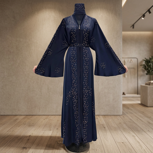 2026 New Meera Fashion Designers Handmade Vintage Women Beaded Abaya Ankle Length Loose Fit Modest Anti-Pilling V Neck - Product Image 3