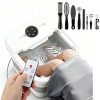 Appareil de massage des pieds pliable à télécommande, bain de pieds électrique à bulles, masseur de pieds pour la relaxation des pieds avec kit de pédicure