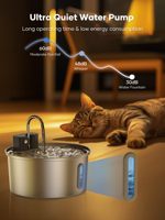 Fontaine à eau automatique pour animaux de compagnie OEM ODM 2,2 L sans fil rechargeable en acier inoxydable 304 ultra silencieuse 3 modes pour chat et chien
