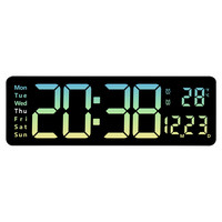 Jam dinding LED 16 inci dengan pengendali jarak jauh, fitur doa kalender minggu temperatur multifungsi untuk anak tempat umum