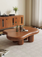 Nouvelle table basse irrégulière en bois massif brun, style européen, créative en forme de nuage pour salon