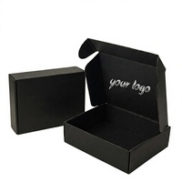 Boîte d'expédition en carton ondulé noir mat recyclable avec logo personnalisé, impression de marque, emballage cadeau d'entreprise