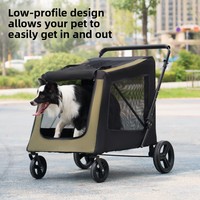 Poussette pliable pour animaux de compagnie de taille moyenne à grande, légère, 4 roues, transporteur pour chien et chat, voyage en plein air, écologique