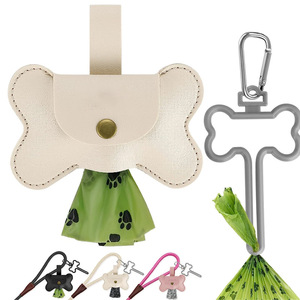 Distributeur de sacs à déjections canines en cuir avec 2 types de clips de laisse, support de sacs à déjections en cuir PU pour chien et animal de compagnie - Product Image 4