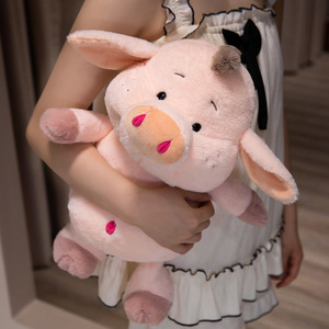 Peluche di Animali della Fattoria Super Morbidi e Kawaii, Certificati CE CPC, Ecologici, Maiale e Mucca 25-45cm, Ricamati, Antistress, per Pasqua - Product Image 5