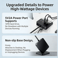 Hub USB 3.0 4 ports Type-C avec sortie DC, en ABS, transfert de données haute vitesse, base antidérapante, Plug & Play pour PC portable