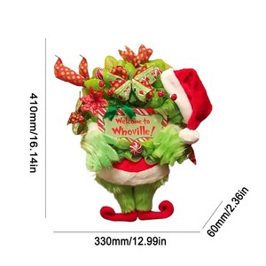 Ornement <span class=keywords><strong>de</strong></span> <span class=keywords><strong>porte</strong></span> <span class=keywords><strong>de</strong></span> monstre en peluche vert créatif avec pendentif <span class=keywords><strong>couronne</strong></span> <span class=keywords><strong>de</strong></span> jambe <span class=keywords><strong>de</strong></span> fourrure Grinch <span class=keywords><strong>pour</strong></span> les décorations du Nouvel An et <span class=keywords><strong>de</strong></span> Noël - Product Image 2