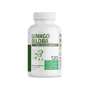 Complément alimentaire pour la santé du cerveau, complément à base de plantes Ginkgo Biloba pour la fonction cérébrale et la mémoire, 120 capsules végétariennes de feuilles de Ginkgo - Product Image 1