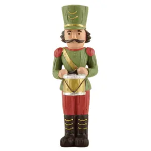 공장 수제 수지 크리스마스 공예 호두 까기 인형 입상 w 홈 장식용 녹색 모자 및 드럼