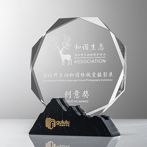 Vente en gros Trophée créatif en cristal de marbre vierge Trophée de la réunion annuelle du personnel excellent - Product Image 6