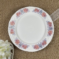 Service de table en céramique à motifs floraux roses vintage, assiettes et bols en porcelaine avec bordure dorée pour la décoration de table