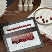 XINYOULI Kit de vernis à ongles gel de luxe 12 couleurs Rouge Bordeaux Effet Œil de Chat, Végan et Non Toxique, Séchage UV/LED, pour DIY Nail Art et Salons de Manucure