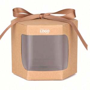 Cajas de Regalo Hexagonales con Ventanas de Exhibición, Cajas de Papel Premium con Tapas para Manualidades, Pasteles, Dulces para Fiestas de Boda - Product Image 1