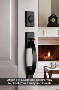 Bán hàng nóng hiện đại màu đen xi lanh đơn chốt chết 60mm Backset Reversible Knob Key hoạt động phía trước cửa xử lý khóa thiết lập dễ dàng - Product Image 5