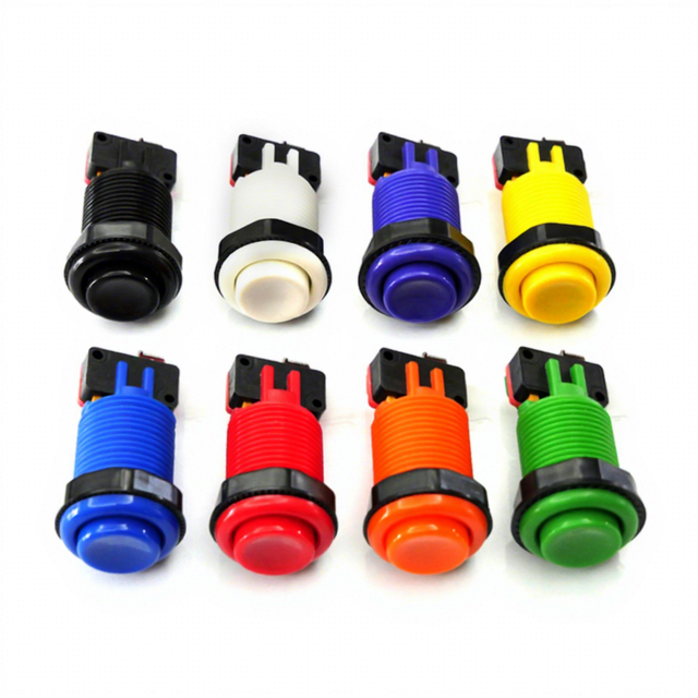 American Style Arcade Push Button 28mm Long Mount Plastic Game Button with Microswitch for Arcade Machine DIY Cabinet Parts