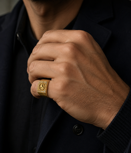 Premium Gold Plated Men's <b>Finger</b> <b>Ring</b> in Copper and Brass Classic Fashion Jewelry with Elegant Design for Party Wedding - Product Image 3