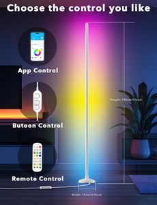 DAYBETTER Smart Home <b>LED</b> Floor Lamp BGRIC Smart <b>Corner</b> <b>Lights</b> 16 Million Colors Ambient Lighting APP Remote Music Sync Home - Product Image 2