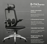 Chaise de bureau ergonomique à dossier haut moderne chaise de bureau en tissu maillé pour adultes espace de travail professionnel