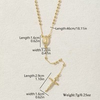 Kalung Salib Desain Religius Manik-Manik Doa Laris Manis Lapis Emas 14k