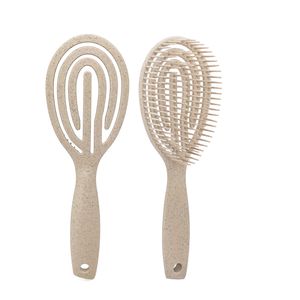Pettine di Styling biologico ecologico pennelli a secco bagnato paglia di grano naturale ovale piazza setole morbide spazzola per capelli - Product Image 5