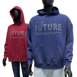 เสื้อฮู้ดดี้ผ้าฟลีซออร์แกนิคคุณภาพสูง พิมพ์ลายด้วยเทคนิค DTG ประดับด้วยคริสตัล ล้างสีแบบแอซิดวอช เหมาะสำหรับฤดูใบไม้ร่วง เป็นมิตรต่อสิ่งแวดล้อม ใส่ได้ทั้งผู้ชายและผู้หญิง - Product Image 1