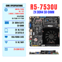NOUVELLE Carte mère Thin Mini ITX avec processeur AMD R5 7530U intégré, 2x DDR4, 2x M.2 SSD, SATA3.0, carte mère industrielle