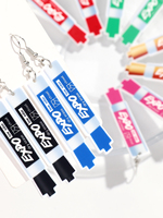 Nuevos suministros de aprendizaje de moda para jóvenes, rotuladores de colores, pendientes de pluma, pluma de pizarra blanca, pendientes de acrílico para mujer