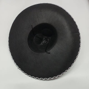 Sombrero Mexicano de Ala Ancha Negro con Ribete Plateado, Sombrero para Fiestas y Festivales, Unisex para Adultos, Tejido, para las Cuatro Estaciones, Decorativo - Product Image 2
