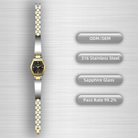 Montre-bracelet à quartz avec logo personnalisé OEM pour femmes, petit cadran hexagonal en acier inoxydable 316 étanche, montres à bracelet en verre saphir pour femmes