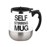 Logo personnalisé 15oz 450ml Tasse à café électrique à agitation automatique en acier inoxydable Tasse à mélanger avec mélangeur de café au lait avec poignée