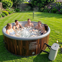 Mansen 208*65cm Beliebter aufblasbarer Whirlpool für 4-6 Personen, rund, energieeffizient, tragbar, Outdoor-Spa mit Sprudelmassage