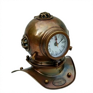 Horloge de casque de plongée en mer profonde de la marine américaine, horloge en laiton Antique de 8 pouces, casque de plongée de Table, horloge de bureau, montre de poche pour la maison - Product Image 1